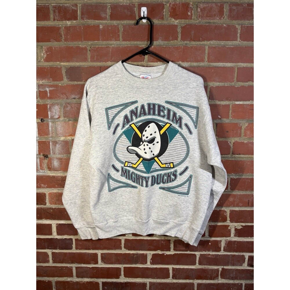 Vintage 90s Hanes Anaheim Mighty Ducks Sweatshirt NHL Disney Adult L Fit Med
